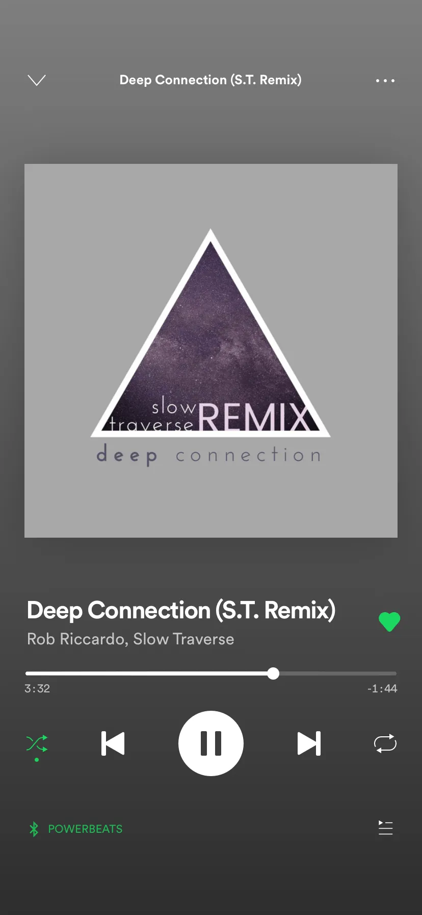 Phone screenshot of the song Deep Connection playing